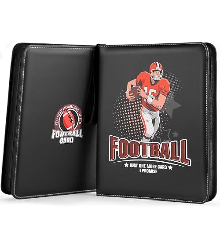 Football Card Binder, 900 Pocket Football Card Holder with 50 Removable Sleeves, Creative Design Zipper Sports Card Binder Sheets Display Storage for Collectors Boys and Girls Gift (900 CARD) : Toys & Games