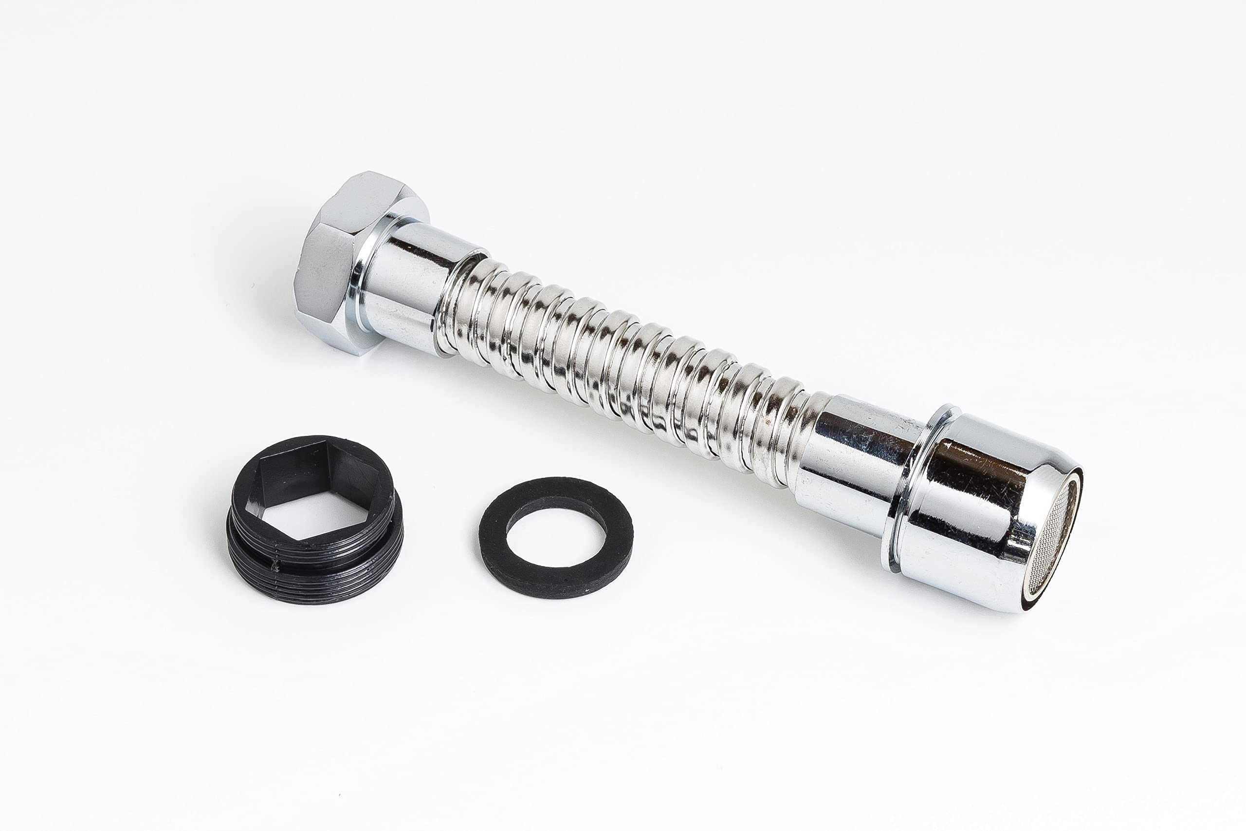 FontBrico A-1116355 Tap Extender Flexible Sprayer Aerator for Kitchen Sink | 125mm Pipe | Brass, Chrome