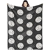 VIMIE Volleyball Throw Blanket, Polyester, 50"x40", Black, Unisex, Kids & Adults, Volleyball Print, Cozy, Lightweight, Perfect for Bed & Couch