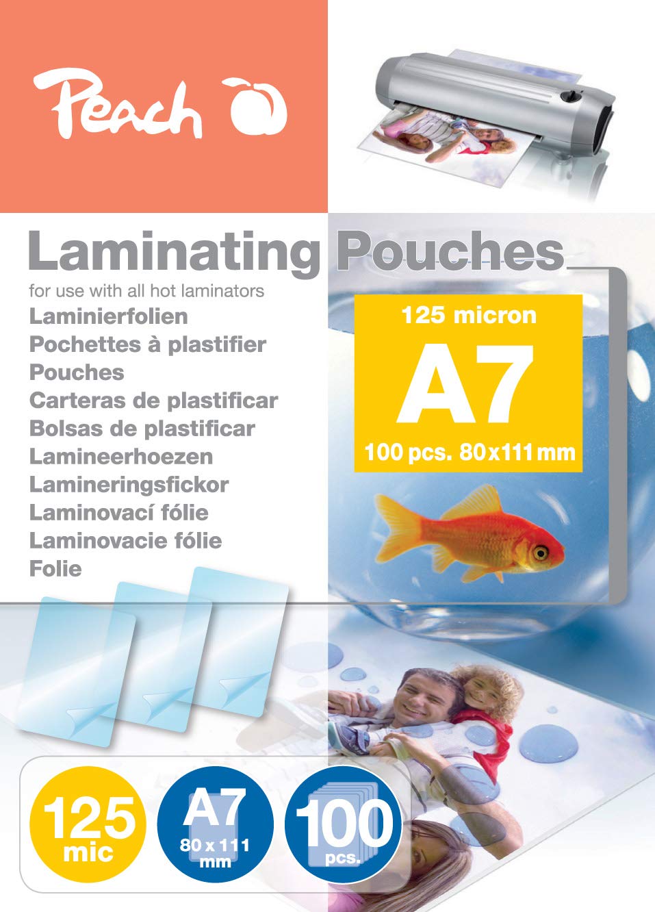 Peach PP525-05 Laminating Pouches A7 125 microns Pack of 100