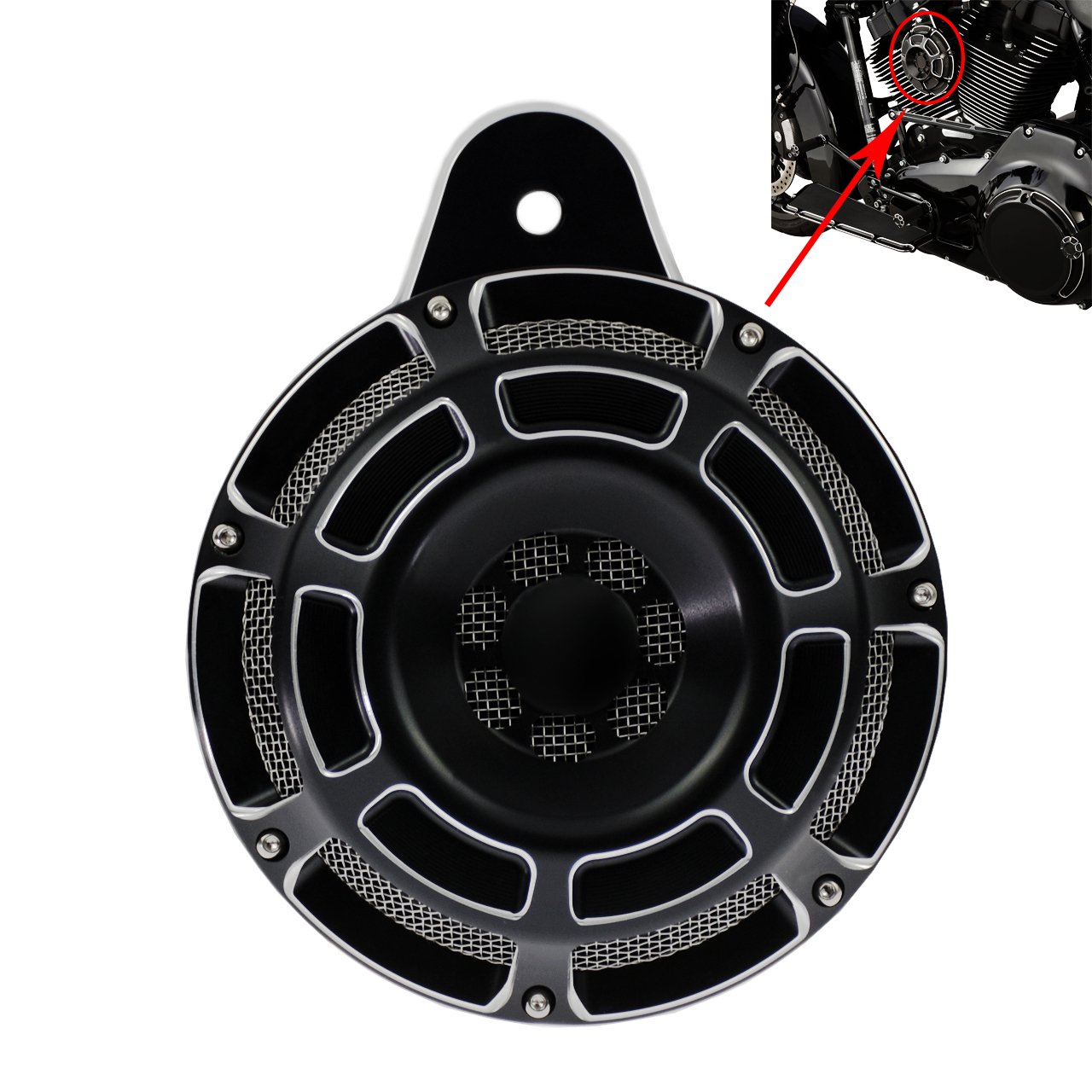 Photo 1 of HDBUBALUS Motorcycle CNC Horn Cover Fit for Harley FLT Touring Big Twin 1991-2017 Black