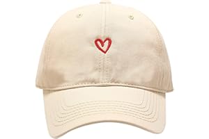 Vintage Heart Embroidered Washed Baseball Cap for Women Cute Cotton Low Profile Adjustable Dad Hat