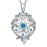 UYBNRK Pentagram Necklace for Women Witchy Gifts 925 Sterling Silver Pentacle Necklace Zircon Wiccan Jewelry for Women Pendant Hecate Necklace Wiccan Gifts for Women Wife