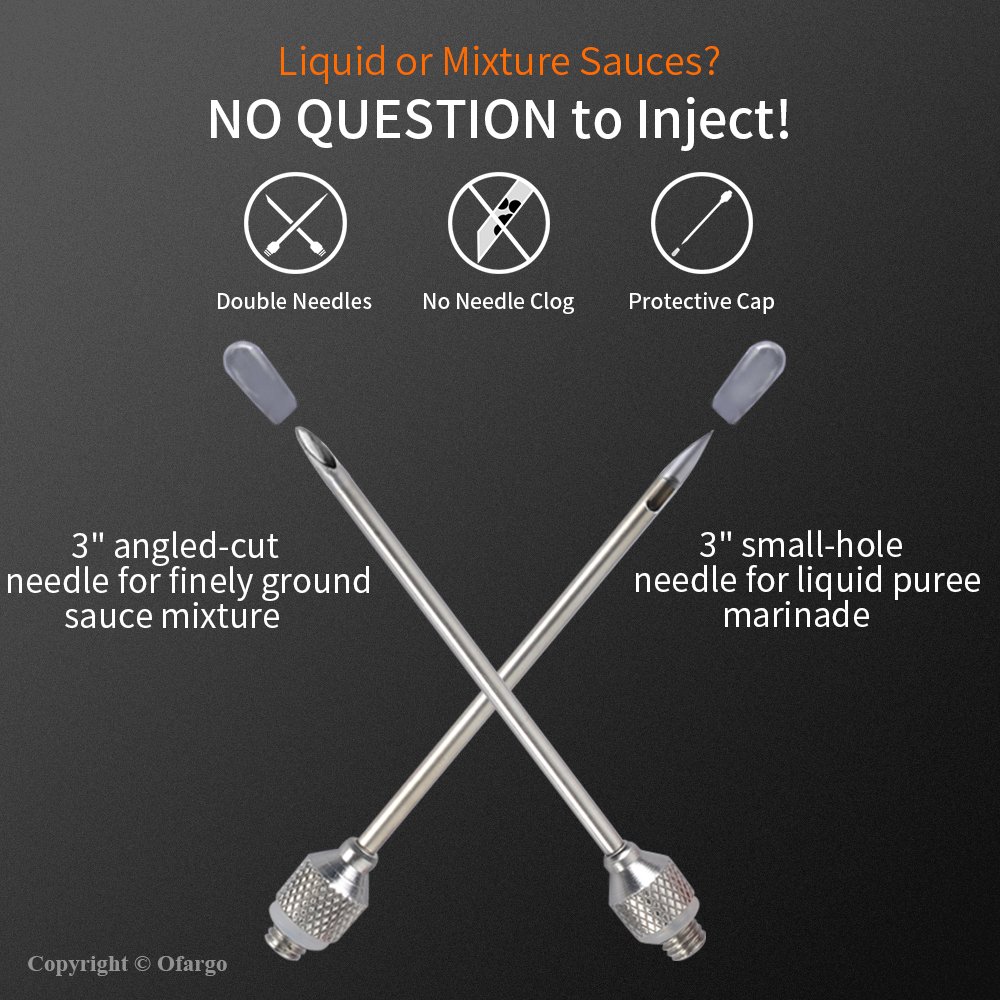 Ofargo Plastic Marinade Injector Syringe with Screw-on Meat Needle for BBQ Grill, 1-oz, Red, Recipe E-Book