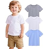 ZUEMET 3 Pack Baby Boys Short Sleeve Cotton T-Shirts Toddler Boy Clothes Tee Size 18M-5T