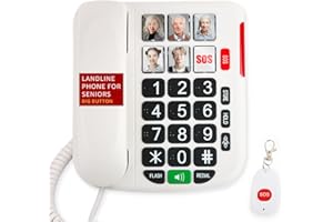 Big Button Telephone with Loud Volume, Uvital Landline Phone Support Adjustable Volume and One-Touch Speed Dials, Multifuncti