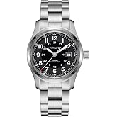 Hamilton Khaki Field Automatic Men's Watch, 42mm Stainless Steel Case | Swiss Made, Black Dial Analog Watch, Water Resistance 100m, Sapphire Crystal, 3-Hand Movement, Stainless Steel Strap