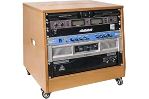 Sound Town DIY Solid Baltic Birch Plywood Slanted 8U Studio Rack, Golden Oak (SDRK-8T)