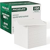 FOCUSLINE 100 Count Linen-Feel Disposable Cocktail Napkins, Soft and Absorbent Bulk Party Beverage Napkins Paper for Bar, Restaurant, Wedding, Dinner or Events, White