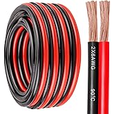 6 Gauge Wire 2 Conductors Copper Wire, 6 AWG Battery Cable Oxygen Free Copper Wire for Solar Panel, Automotive, Trailer, RV a