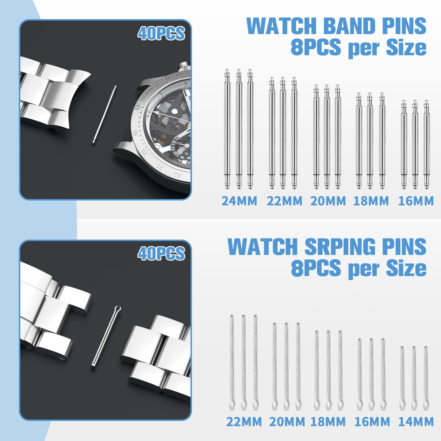 BYNIIUR Watch Link Removal Kit, Watch Band Adjustment Tool Kit, Watch Link Strap Pin Removal Tool, Watch Sizing Tool Kit for Watch Bracelet Adjustment Resizing, Watch Pin Pusher Removal Tool