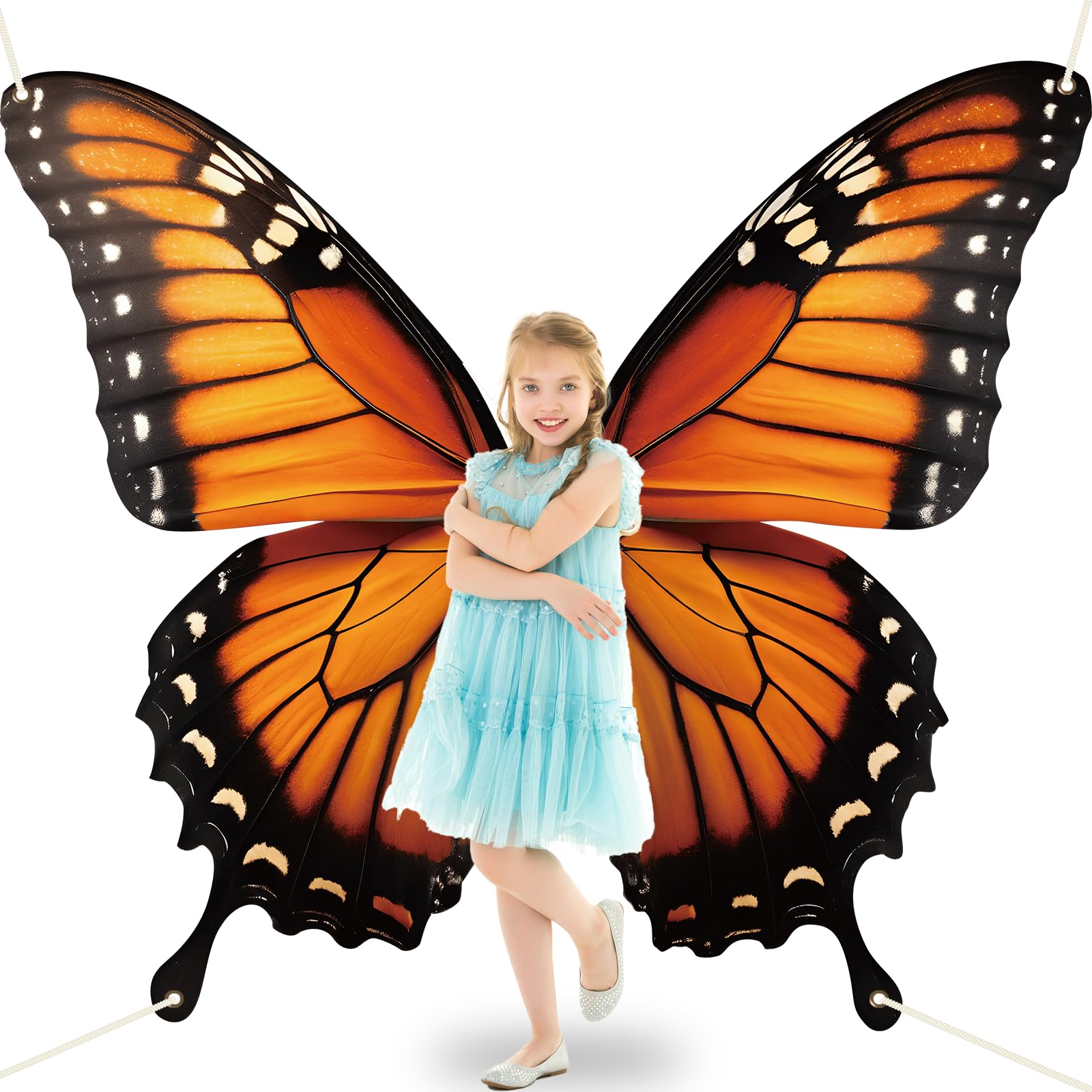 Photo 1 of Butterfly Wings Backdrop Decoration Halloween Monarch Butterfly Decor Photograph Background for Butterflies Party Hanging Banner Birthday Supplies for Women Girl Booth Photo Props Wall