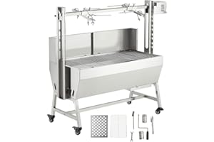 JustSmart Stainless Steel Automatic Rotisserie Grill with Wind Screen, 37in 132LB Capacity Electric BBQ Pig Lamb Rotisserie Roaster 50W Motor, Charcoal Spit Roaster Grill for Outdoor Kitchen, Camping