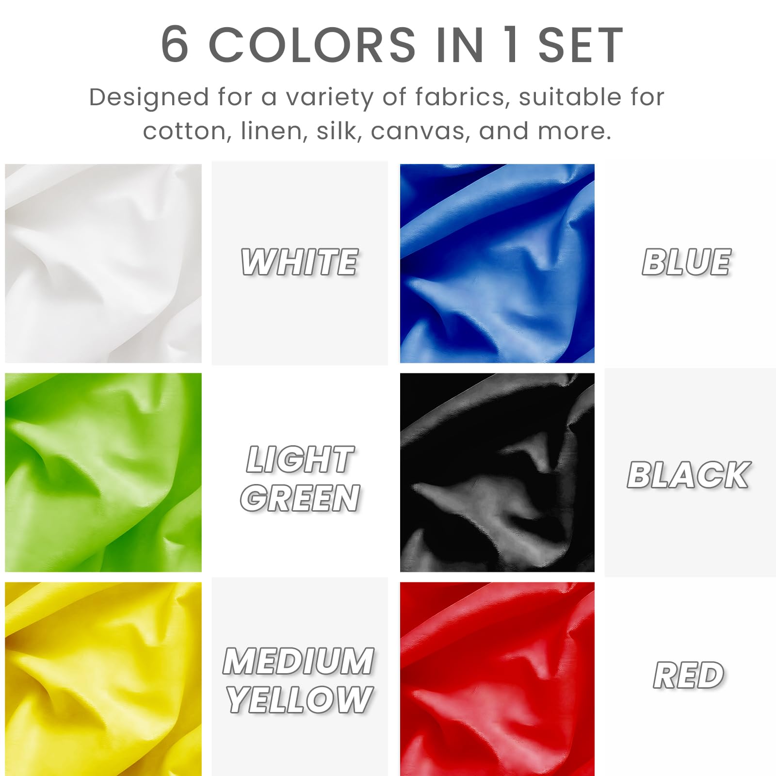 Falling in Art Fabric Screen Printing Ink Set, 4-Ounce Permanent Fabric Paints for T-Shirt and Silk Printmaking, 6 Colors