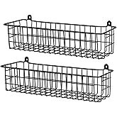 Spice Rack Organizer Wall Mount, 2 Pack Black Seasoning Rack Wire Storage Baskets for Wall or Cabinet Door in Kitchen and RV | Seasoning Rack, Kitchen, RV