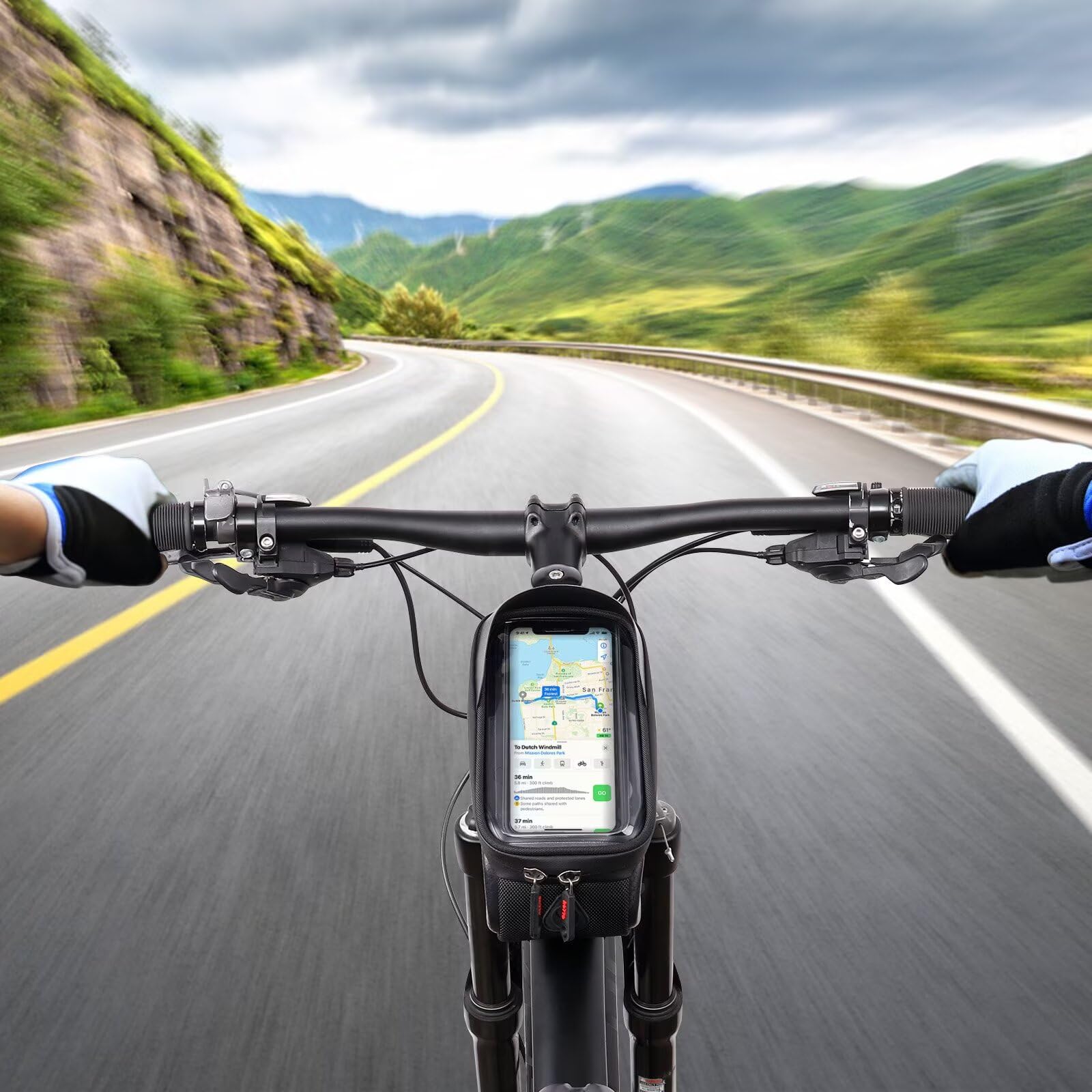 ROTTO Fahrrad Rahmentasche Oberrohrtasche Handytasche auf Oberrohr Hartschalenkoffer Empfindlicher Touchscreen 6