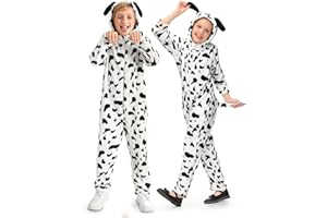 BESSERBAY Unisex Kids Halloween Fleece Dalmatian Cute Bear Hooded Fox Costume Animals Onesie with Tail 2-14 Years