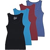 Comfneat Women's 4-Pack Slim-Fit Basic Tanks Cotton Casual Comfy Top Underwear Vests