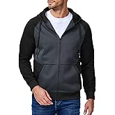 Dokotoo Men Men's Full-Zip Hoodies Sweatshirts Color Block Long Sleeve Casual Pullover Shirt with Kanga Pocket