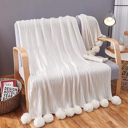 Amazon Mh Mylune Home ブランケット 綿100 毛布 北欧 掛け毛布 大判 コットン ポンポン 昼休み 肩掛け 1 46kg 150x0cm ブランケット 毛布 オンライン通販