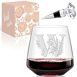 Physkoa Initial Wine Glass Stemless-【Etched