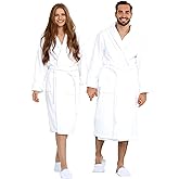 BIOLINEN 100% Cotton Terry Shawl Collar Bathrobe with Slippers