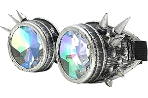 UMBRELLALABORATORY Rave Kaleidoscope Goggles Vintage Steampunk Glasses Rainbow Diffraction Lenses