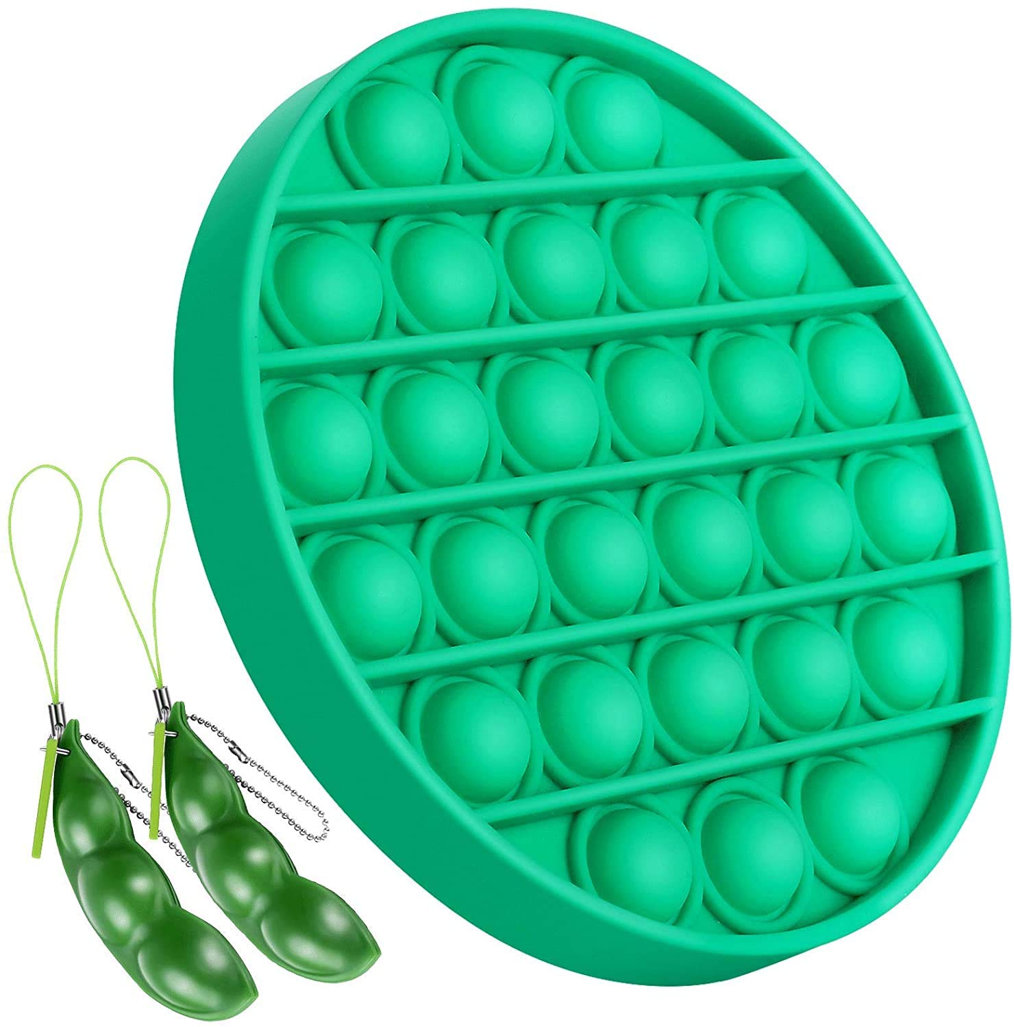Push pop pop Bubble Sensory Fidget Toy, Autism Special Needs Stress Reliever Toy Silicone Squeeze Toys with 2 Fidget Beans, Anti-Anxiety Tools for Kids and Adults (green-2)