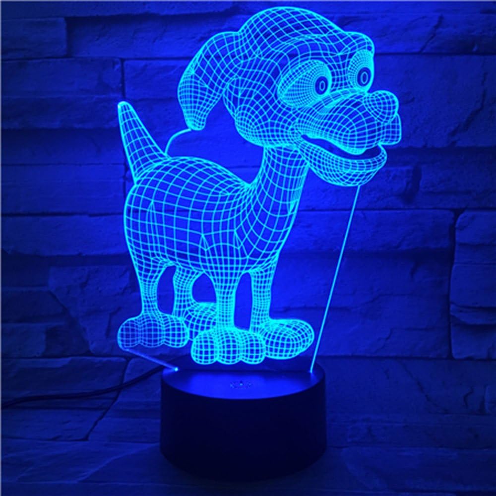 Gift Ideas Dog LED Night Lights 3D Illusion Lamp Animal Light Led Desk Lamps Unique Anniversary Gifts for Baby Home Decor Office Bedroom Wedding Party Decorations Nursery Lighting 7 Color (Puppy)