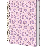 KRHFG Purple Leopard Print Spiral Notebook, Preppy Pink and Purple Journals for Writing, Cheetah Print Notebooks for Note Taking, Girly Office Supplies, 5.5x8.3 Inch
