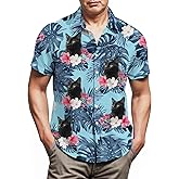 Cat Hawaiian Shirts for Men,Button Down Beach Casual Shirts