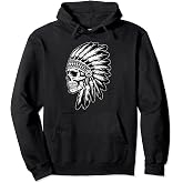 Skull Indian Headdress Shirt Indian Skull Chief for Men Pullover Hoodie