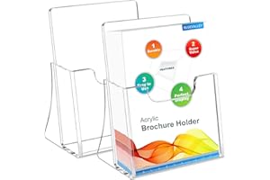 Acrylic Brochure Holder for 8.5x11 Inches Trifold Pages, Clear Plastic Flyer Display Stand Countertop Literature Holder for M