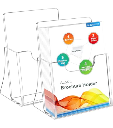 Lot De 4 Supports à Brochures En Métal Noir - Porte-revues Vertical Pour Comptoir, Bureau, Salon - Dimensions 23x12x3,2 Cm