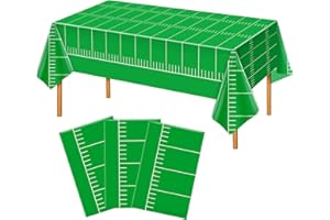 Lemicin 3Pcs Football Field Tablecloth 54 x 108 Inch Disposable Plastic Football Field Table Cloth Touchdown Rectangular Tablecover for Gameday Tailgate Rugby Sports Birthday Party Decorations