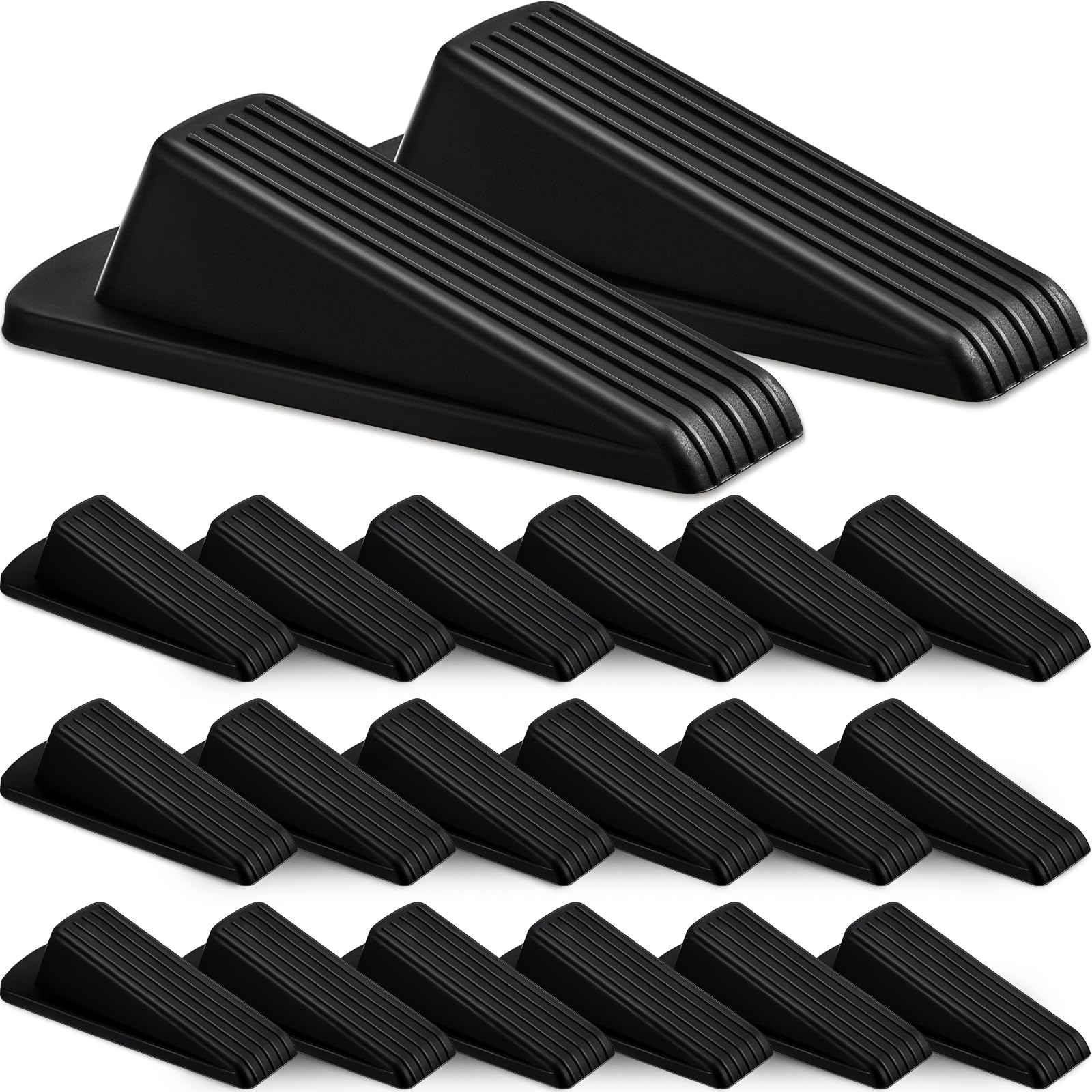 Photo 1 of Frienda 18 Pcs Door Stoppers Bulk for Bottom of Door Rubber Door Wedge Stop Height up to 1.2 Inches Sturdy Door Stop Bulk for Heavy Duty Door Bottom Carpet Tile Concrete Wooden Floor (Black)