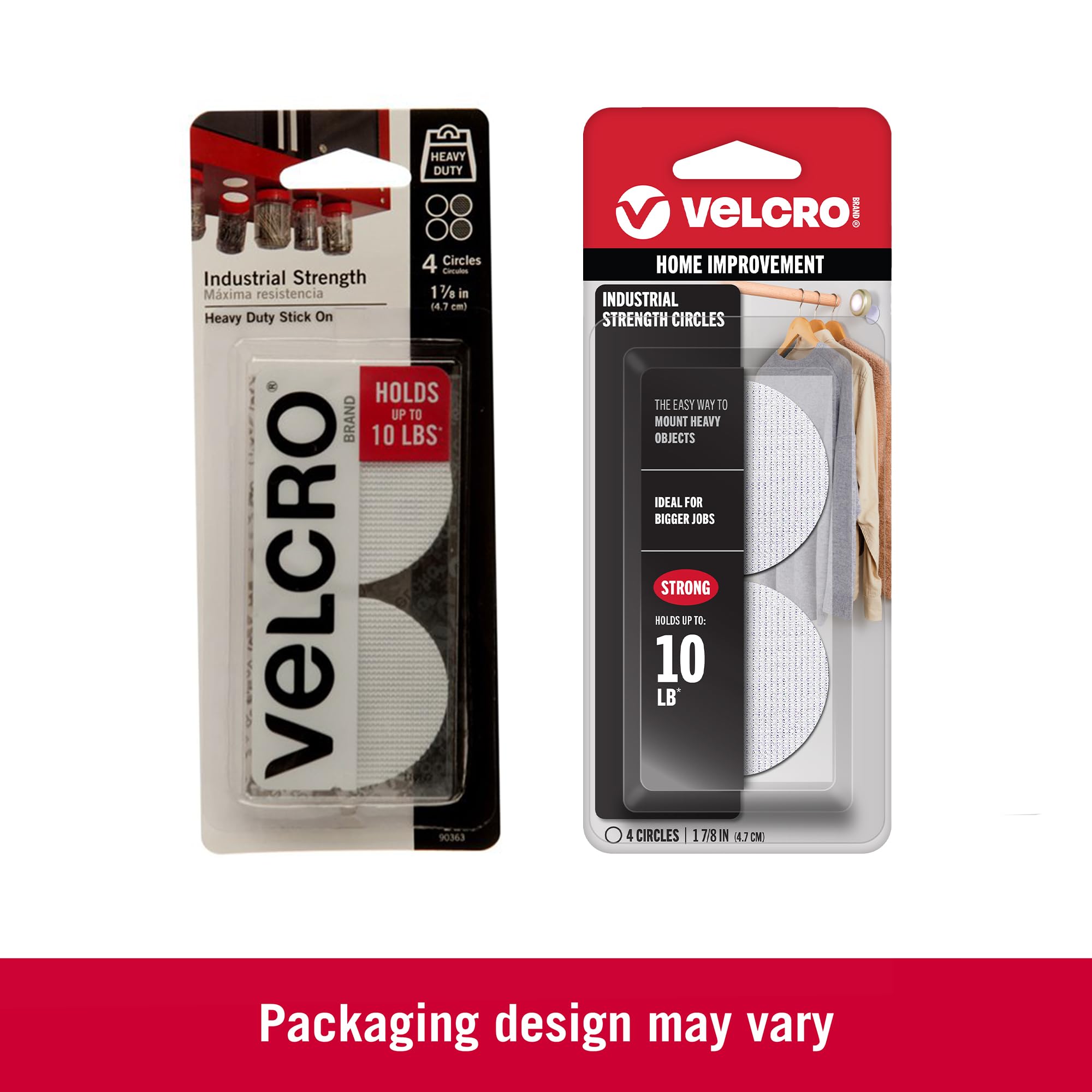 VELCRO Brand 90363 Industrial Fasteners Stick-On Adhesive | Professional Grade Heavy Duty Strength | Indoor Outdoor Use, 1 7/8in, Circles 4 Sets