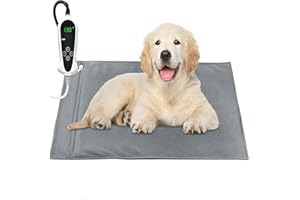 RIOGOO Pet Heating Pad, Upgraded Electric Dog Cat Heating Pad Indoor Waterproof, Auto Power Off (Large: 22"x 18", Grey)