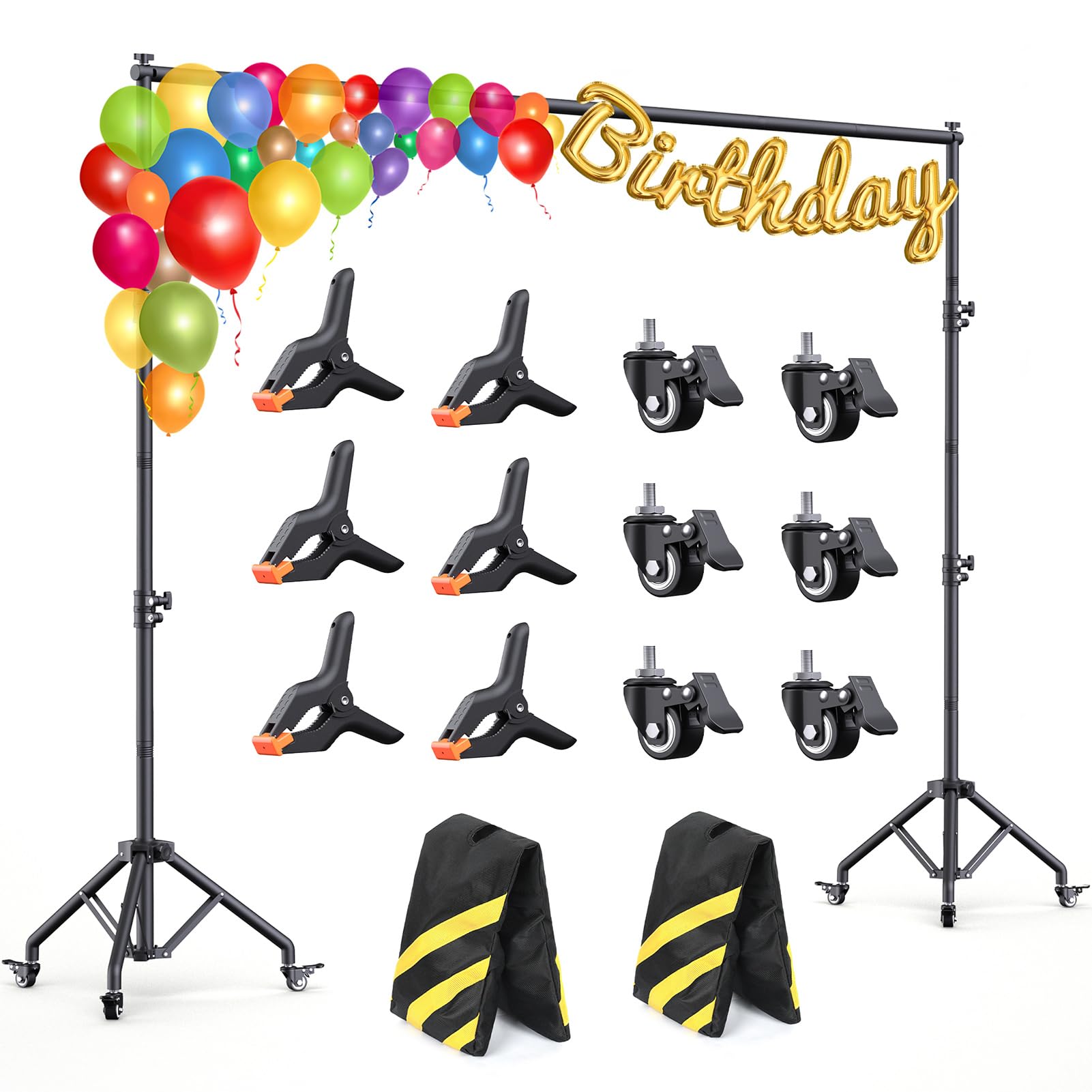 Photo 1 of Backdrop Stand with Wheels 10x7.5Ft (WxH), Photo Backdrop Stand Easy to Move,Heavy Duty Back Drop Adjustable Stand for Parties,Banner Stand Photography and Video Studios