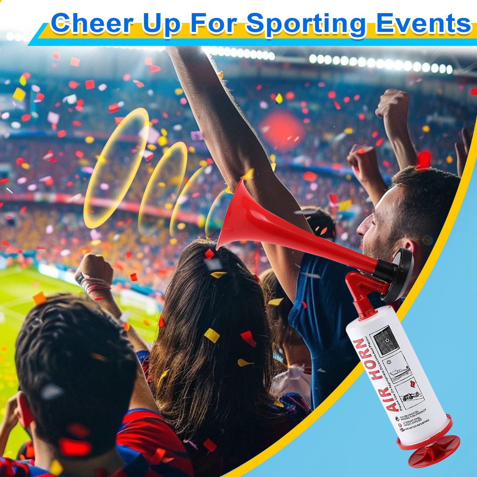 Handheld Air Horn, Noise Makers for Sporting Events, Aluminum Super Loud Football Noise Maker Air Pump Sports And Marine Signal Safety Alarm Horns for Boating, Hiking, Sports Events, Birthday Parties