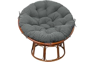 RULAER Papasan Chair Cushion Only Indoor 44 Inch Tufted Durable Round Chair Pads Thickened Hanging Egg Swing Chair Cushion with Non-Slip Ties ([Velvet] Dark Grey)