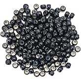 Medsuo 200pcs Silicone Lined Nano Rings Beads Links for Nano Tip Hair Extensions Nano Beads 3.0mm(OD) 1.0mm(ID) 2.0mm(L) 5 Color Optional - Black