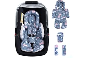 THE KENKYO Infant Insert with Extral Shoulder Pads & Crocth Covers, 2-1 Thickened Carseat Head & Body Support for Infant, Soft Mink Dot Baby Car Seat Cushion for Stroller, Breathable Car Seat Insert for Newborn