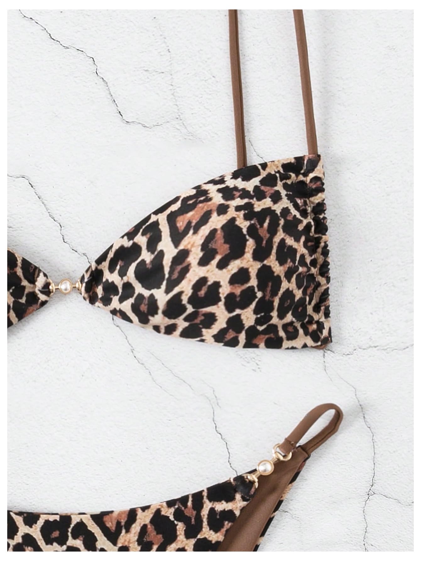 SOLY HUX Bathing Suit for Women Leopard Print Bikini Sets Two Piece Swimsuit Multicoloured Leopard Small - Image 3