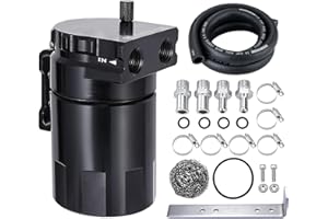 EVIL ENERGY Oil Catch Can, 300ML Baffled Catch Can Kit, Universal Aluminum Air Oil Separator Tank with 5/8" ID NBR Fuel Hose 5FT