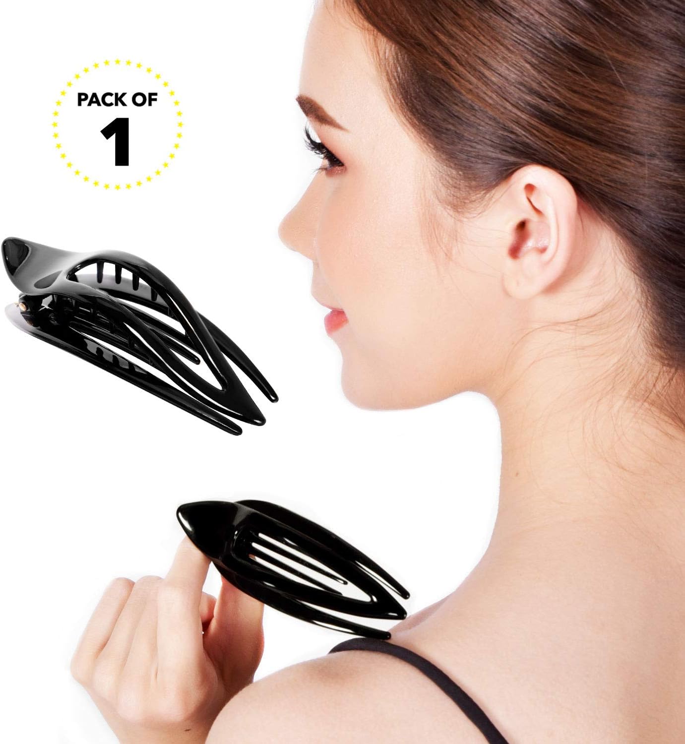 RC ROCHE 1 Pcs Flat Hair Clips Big Claw for Thick Hair French Duckbill Women No Slip Side Slide Curved Alligator Concord Strong Grip Hold Volume Lay Down Clamp - Image 4