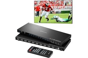 Video Wall Controller 3x3 4K, PORTTA HDMI Video Wall Processor with 19 Splicing Modes, RS232, 180° Rotate, Audio Extractor, 3x3, 3x2, 2x3, 2x2, 4x2, 2x4, 1x2, 2x1, 9 tv Screens into 1 Wall Display