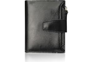 FT FUNTOR Small Wallet for Women Genuine Leather Bifold Compact RFID Blocking Zipper Pocket Ladies Credit Card Slots Purse with ID Window