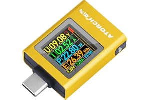 MAKERHAWK USB C Power Meter USB C Tester, USB Multimeter 4.5-50V 0-12A Two-Way Measurement Gravity Sensor Voltage Current Capacity Amp Volt Voltmeter Ammeter Digital Tester for Chargers Power Bank Cable Gold