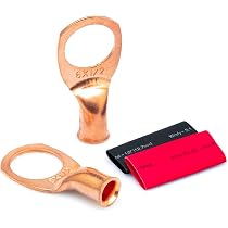 RIOCAN 8-Pack 1/0 AWG Battery Lugs – 5/16" (M8) Ring Terminals With 3:1 Dual Wall Heat Shrink Tubing, 99.9% Bare Copper, Heavy-Duty For Inverters, Boats, Solar, Golf Carts